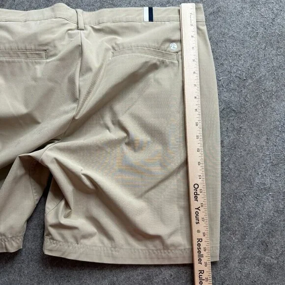 Rhoback Shorts Men 40 Beige Khaki Performance Lined 8" Flat Front Chino - Picture 14 of 16